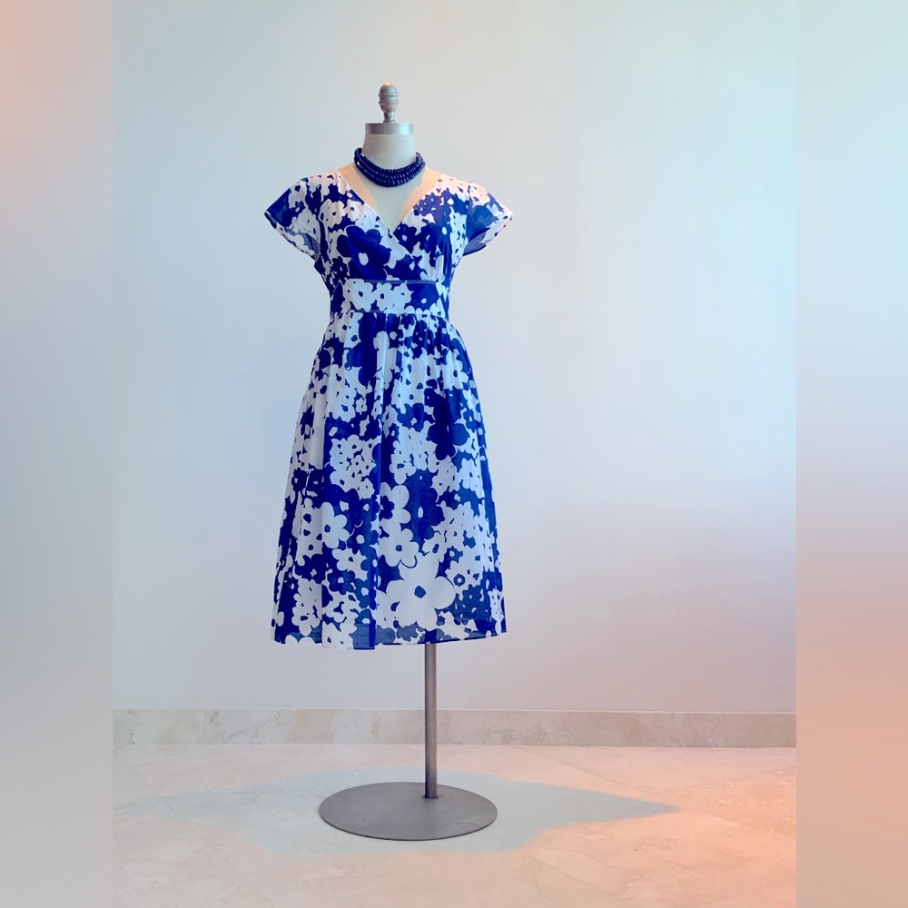Liz Claiborne Batiste Cotton Royal Blue Summer Dress sz 8